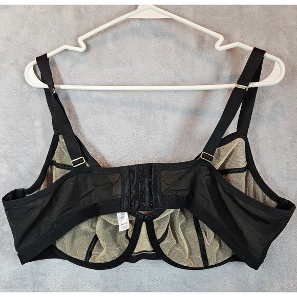 Cacique Black Unlined Demi Bra Womens 44DDD Lingerie underwire feminine sexy - Picture 3 of 11